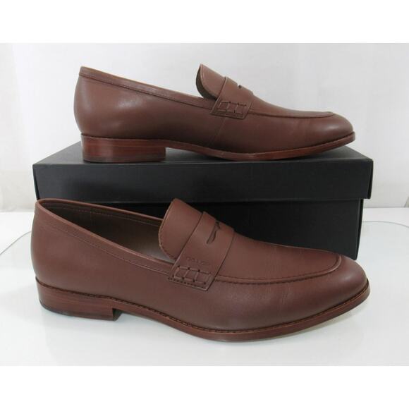 Men's Coach Declan Penny Loafer Dress Leather Dark Saddle Brown Size 10.5 - Picture 3 of 10